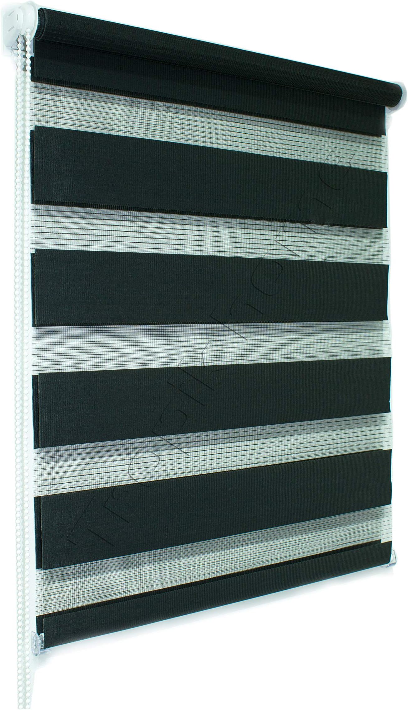 beytug Quality Black Zebra/Vision Window Roller Blind, Choice of 16 Width Sizes, 45cm Wide (+4.5cm fittings)