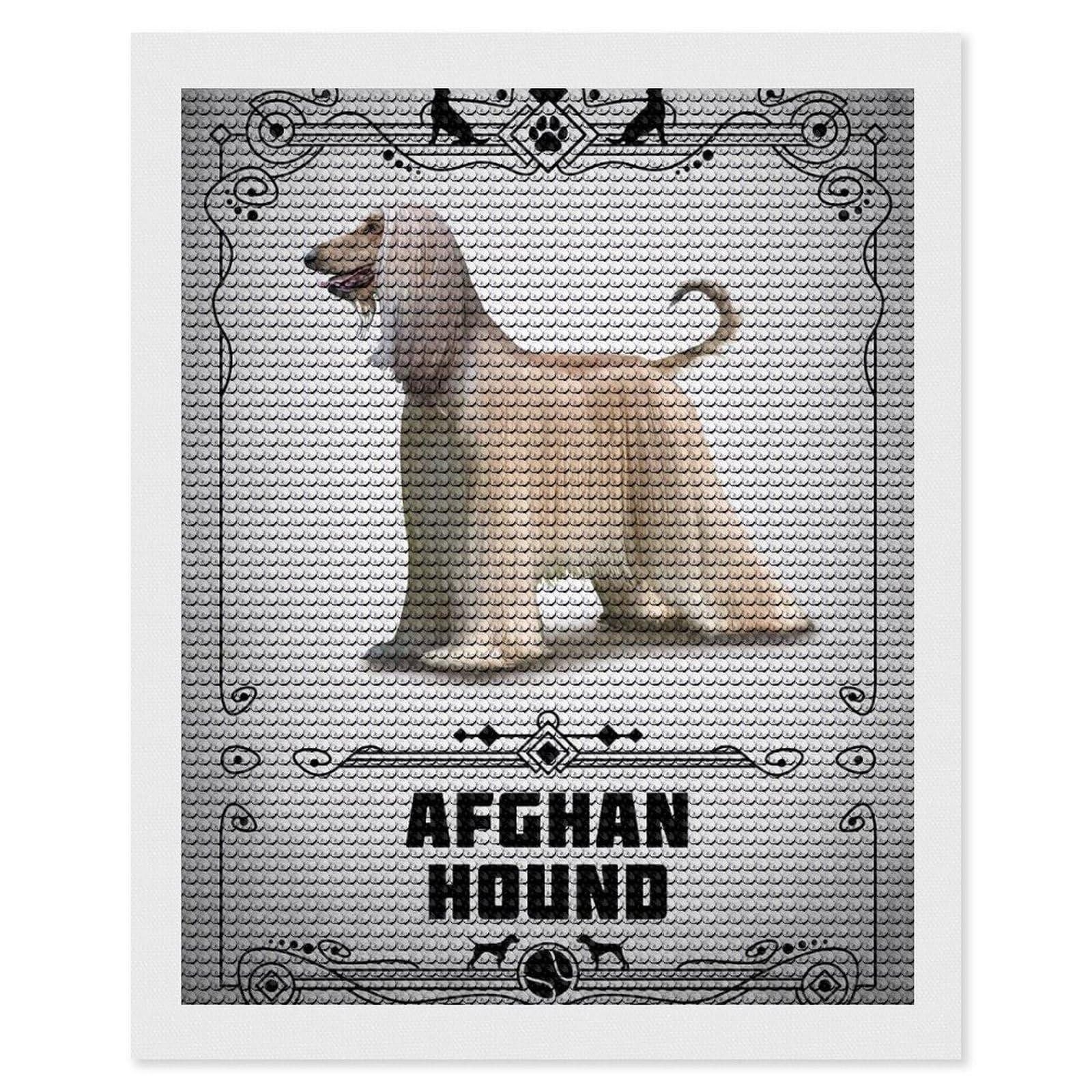 Junmoney Afghan Hound Diamond Painting Set 16"x20", Modern Decor, for Beginners, Printed Canvas, Thoughtful Handmade Gift, with Tool Kit