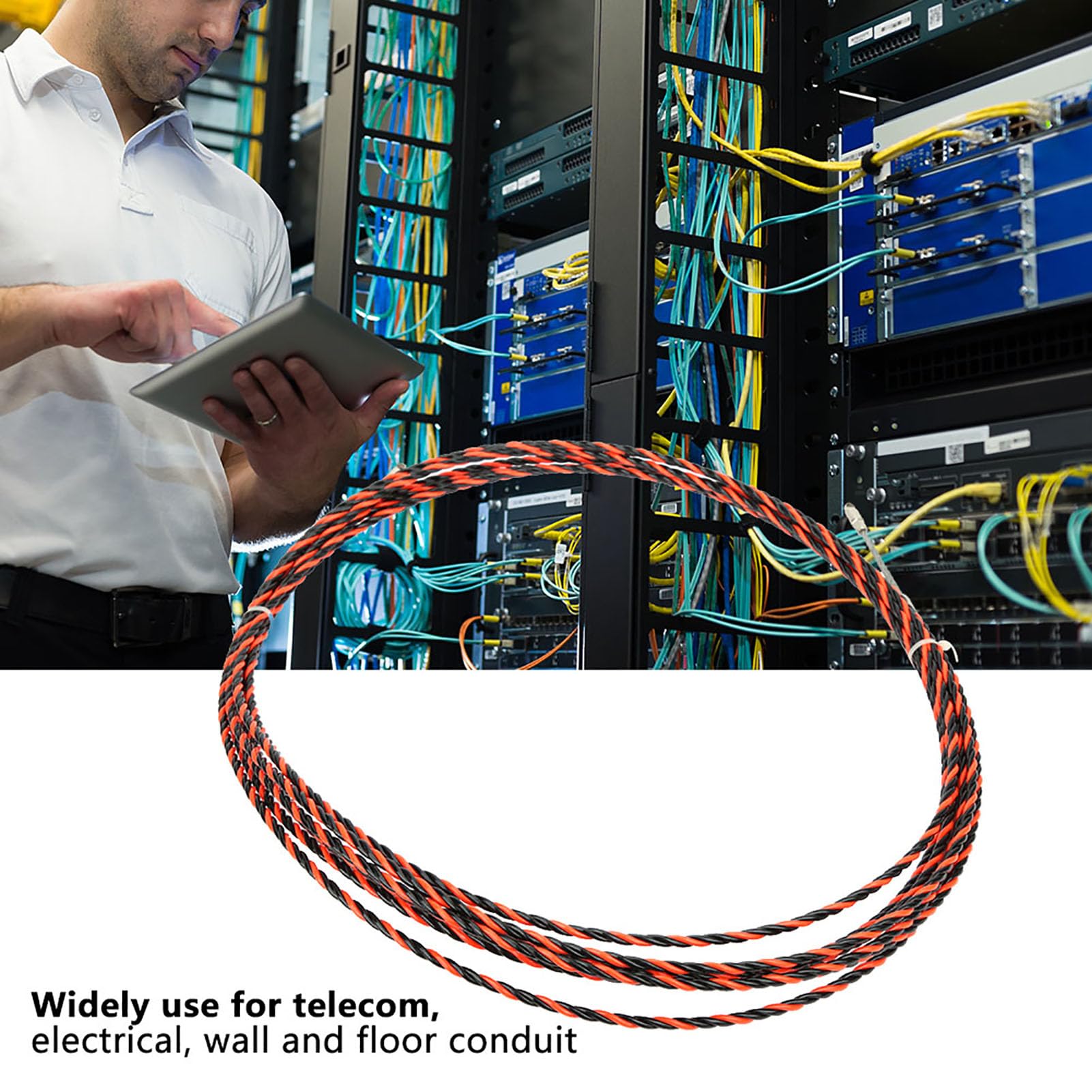 Enhebrador de cables eléctricos Dispositivo de enhebrado de electricista con 2 sujetadores de cables Líder flexible Terminales intercambiables Alta resistencia a la tracción para (25M (including two