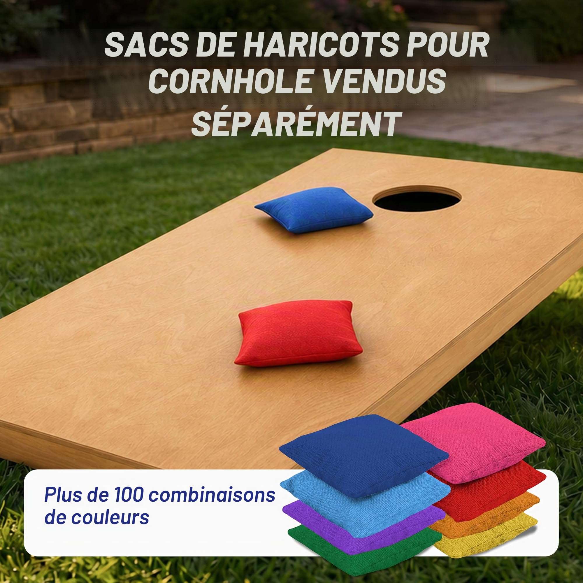 GoSports Lot de Planches de Cornhole en Bois de Taille réglementaire 1,2 x 6,1 m | Comprend Un étui de Transport | Planches de Lancer de Sacs de Haricots de Taille réglementaire