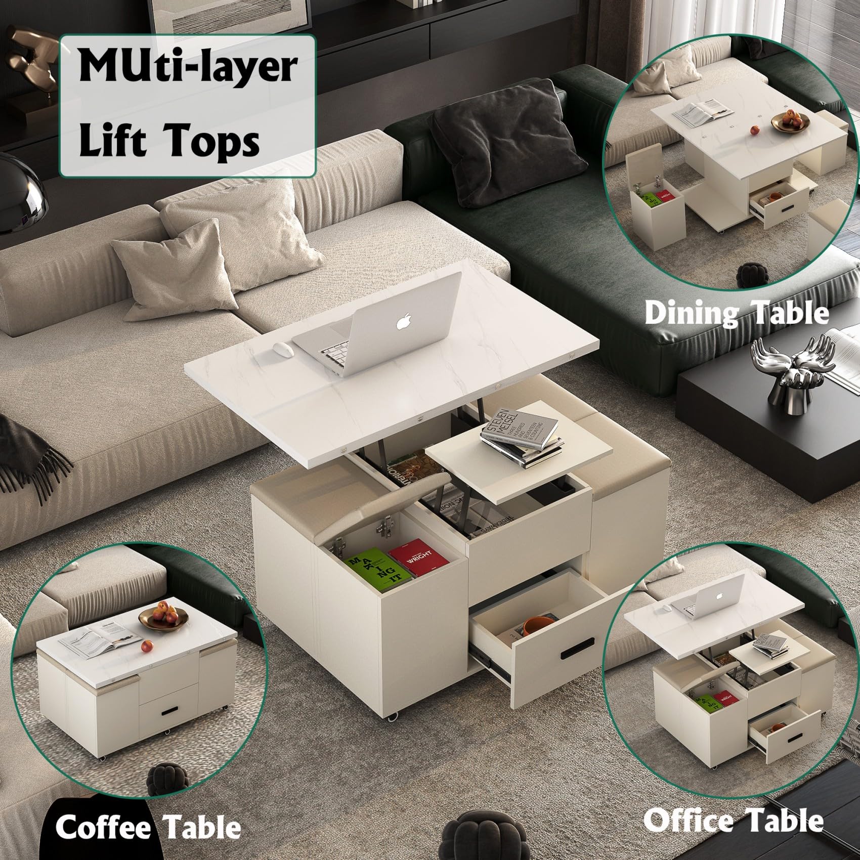 Amazon.com: KEIKI Expandable Desktop Lift Top Nesting Coffee Table