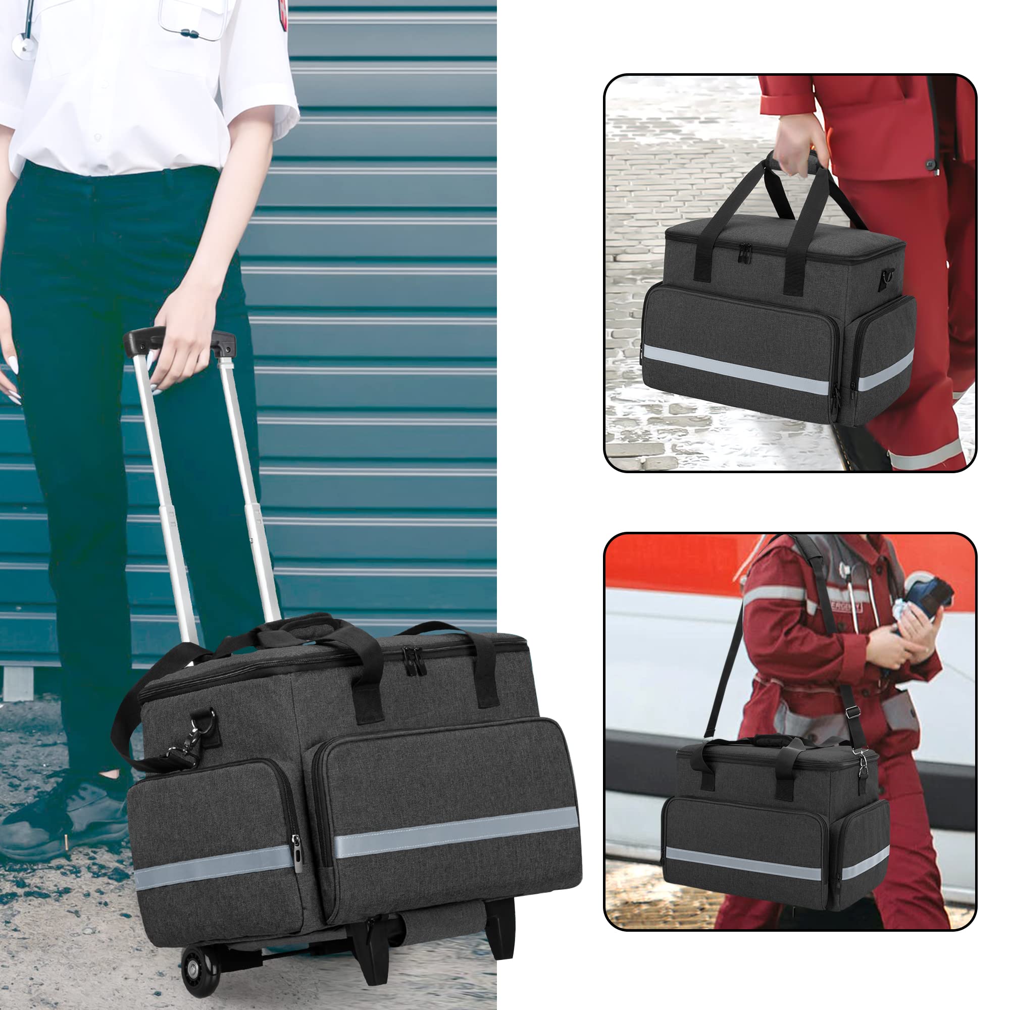 Buy CURMIO Rolling Medical Bag with Wheels, First Aid Responder Bag