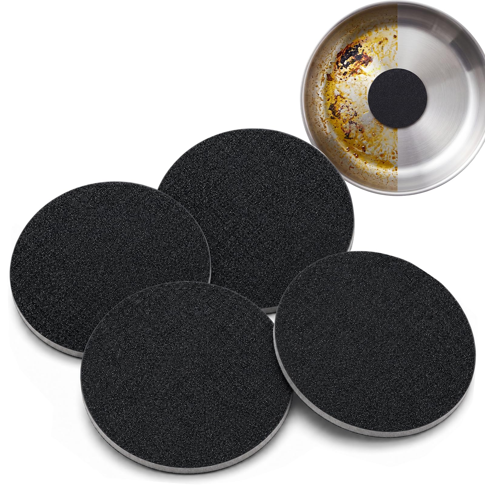Photo 1 of 4-Pack Stainless Steel Sponge Suitable for Stainless Steel Surfaces Zero Chemicals Emery Sponges Long-Lasting for Heavy Duty Burnt-On Stain Removal
