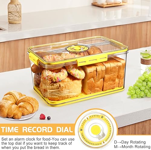 Miniatura 4 de Recipiente grande de almacenamiento de pan con tapa hermética  Caja de pan para encimera de cocina, grabación de tiempo para pan casero, bagel,