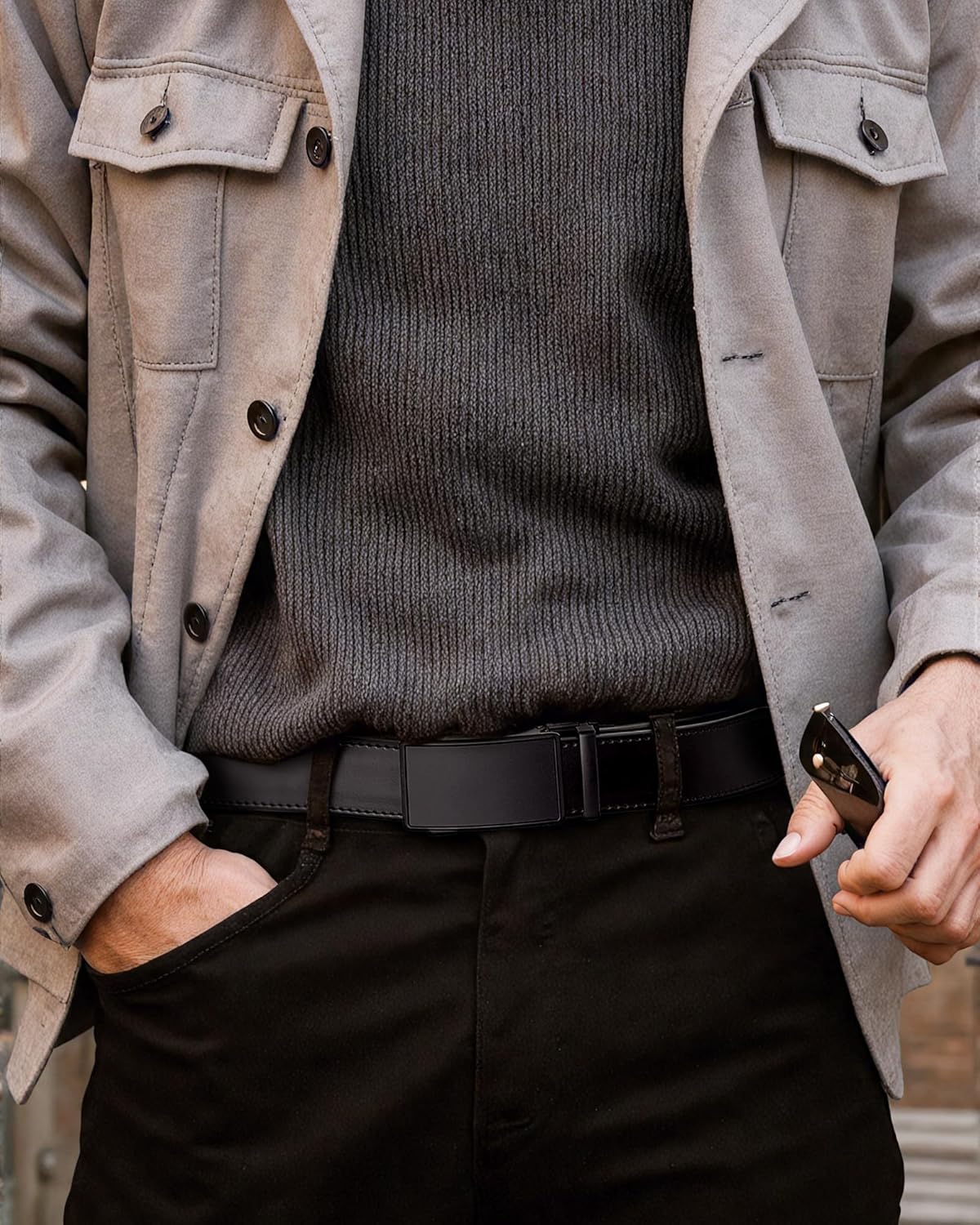 MILORDE Men's 2Pack Ratchet Belt, Handmade, 100% Cow Leather, Fashion & Classic Designs for Work Business and Casual - Image 2