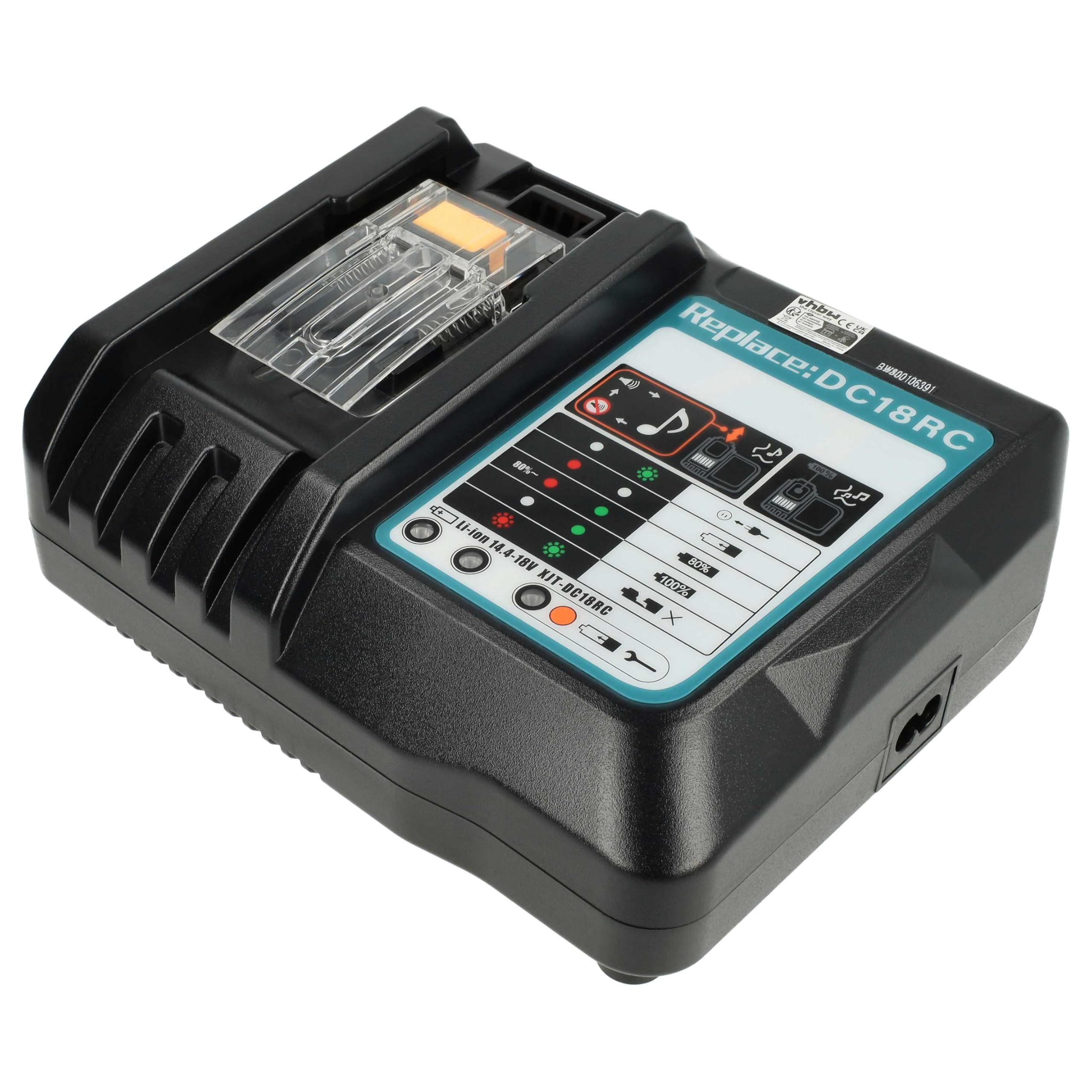 vhbw caricabatterie compatibile con Makita BL1815G, BL1820G, BL1813G, BL1830G batterie Li-Ion di attrezzi