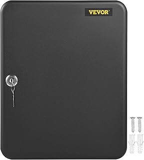 VEVOR Key Cabinet, 120 Key Capacity, Q235 Steel Key Lock Cabinet, 120 Key Tags & Labels Included, Wall Mounted Key Storage Cabinet, Black Key Box Organizer for Office, Hotel, Bank