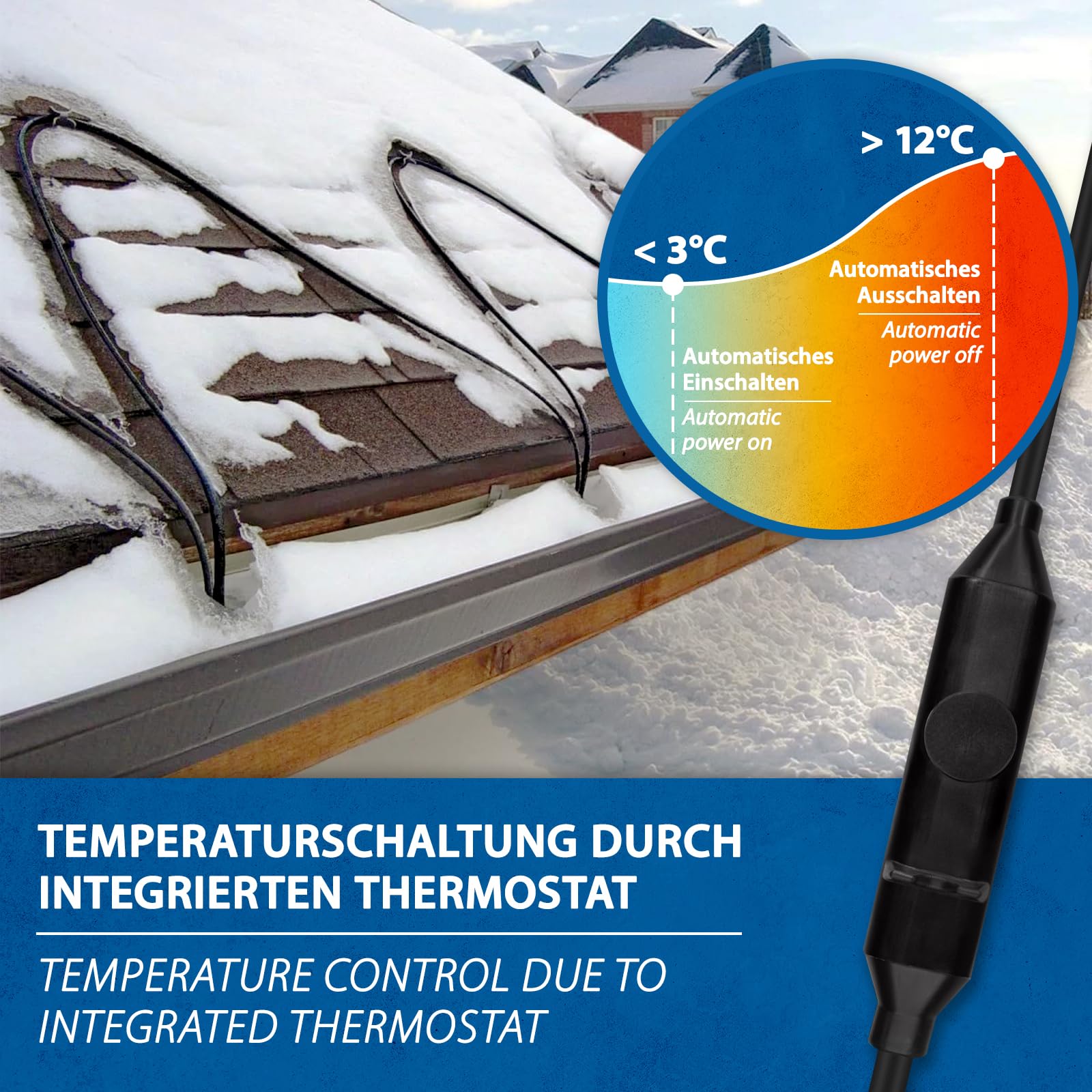 5m Frostschutzheizkabel Set+ FI Schutzschalter + Alu Klebeband + 2x Kabelbinder
