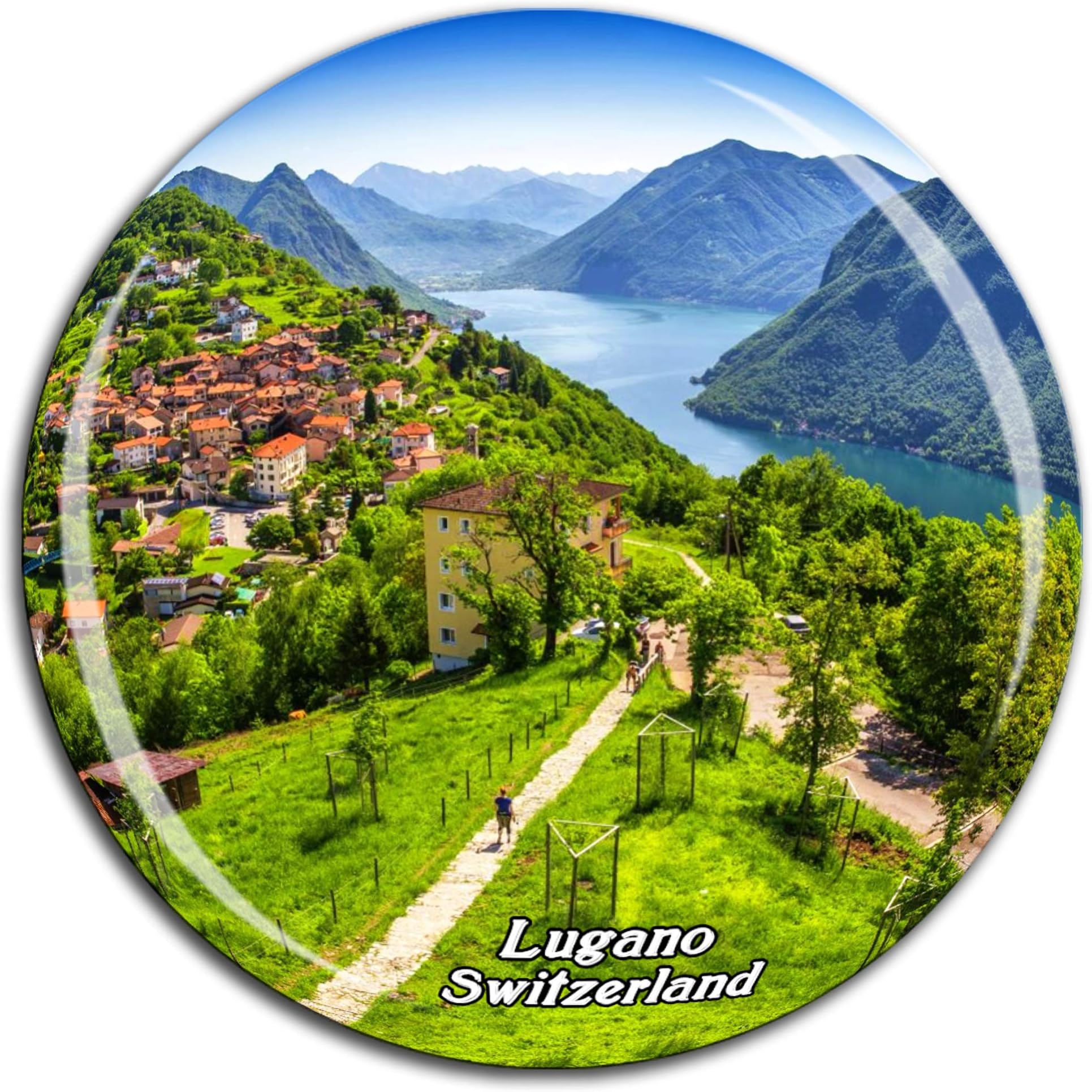 Lake Lugano Switzerland Fridge Magnet 3D Crystal Glass Tourist City Travel Souvenir Collection Gift Strong Refrigerator Sticker