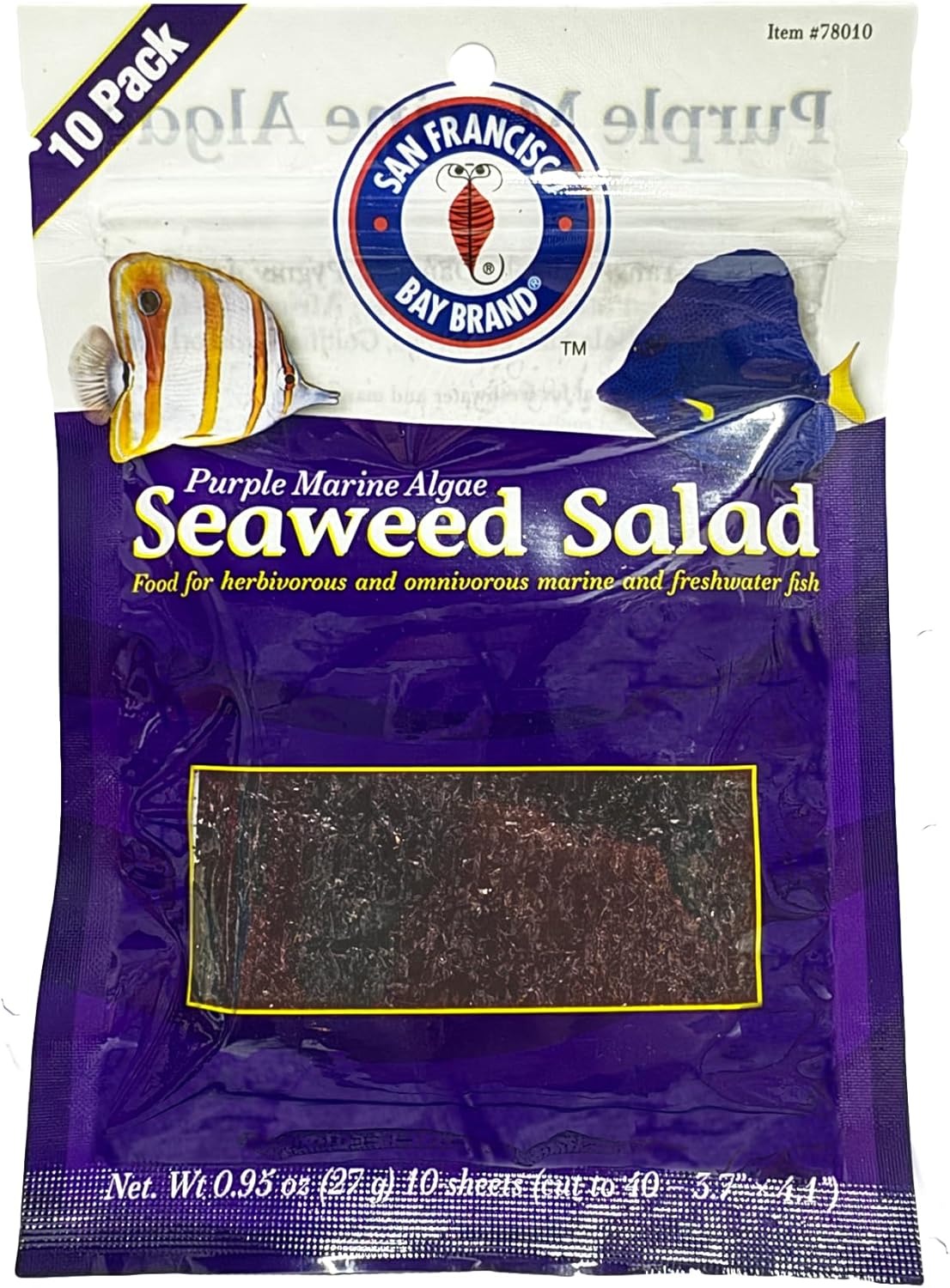 San Francisco Bay Brand Green Seaweed Salad Dried Marine Algae Bulk (9.5 Ounce 100 Full Size Sheets) Aquarium Fish Food for Saltwater Marine & Freshwater | Seaweed for All Algae Eater Grazers