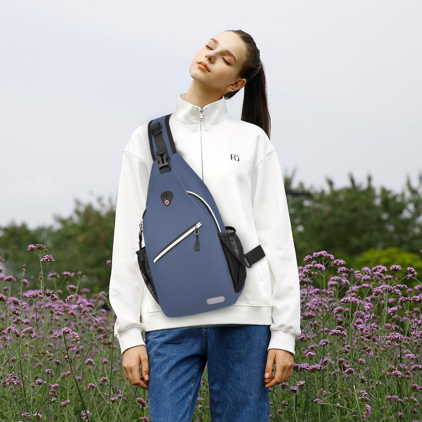 MOSISO Brusttasche Sling Bag Sling Rucksack Schulterrucksack,Polyester Multipurpose Crossbody Schultertasche Umhängetasche Sporttasche Reise Wander Daypack für Herren Damen