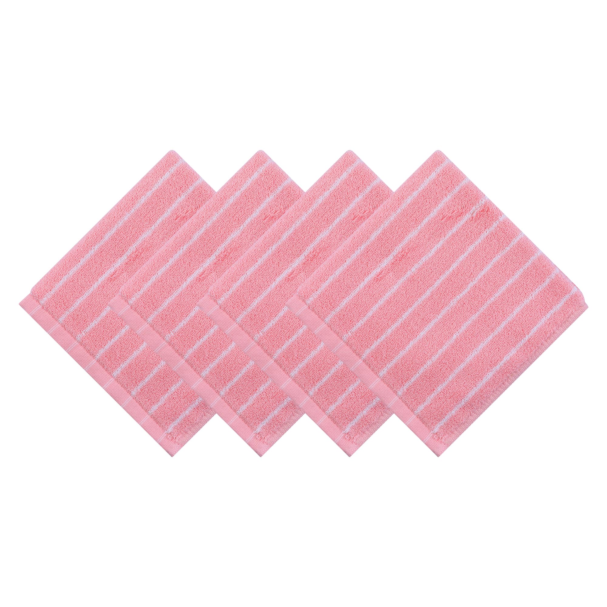 HMETOL Cotton Striped Soft & Absorbent Face Cloths 34 x 34 cm Washcloths