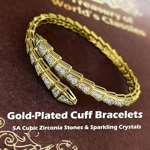 Miniatura 6 de TJOJOYFUL Snake Bracelet Cuff Bracelet for Women - Snake Design Bangle with 5A Cubic Zirconia Stones, Jewelry Gift for Anniversary Valentine's Day
