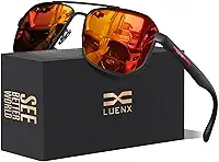 Óculos de sol aviador masculino com lentes polarizadas quadradas de polígono – Proteção UV 400 com acessórios
