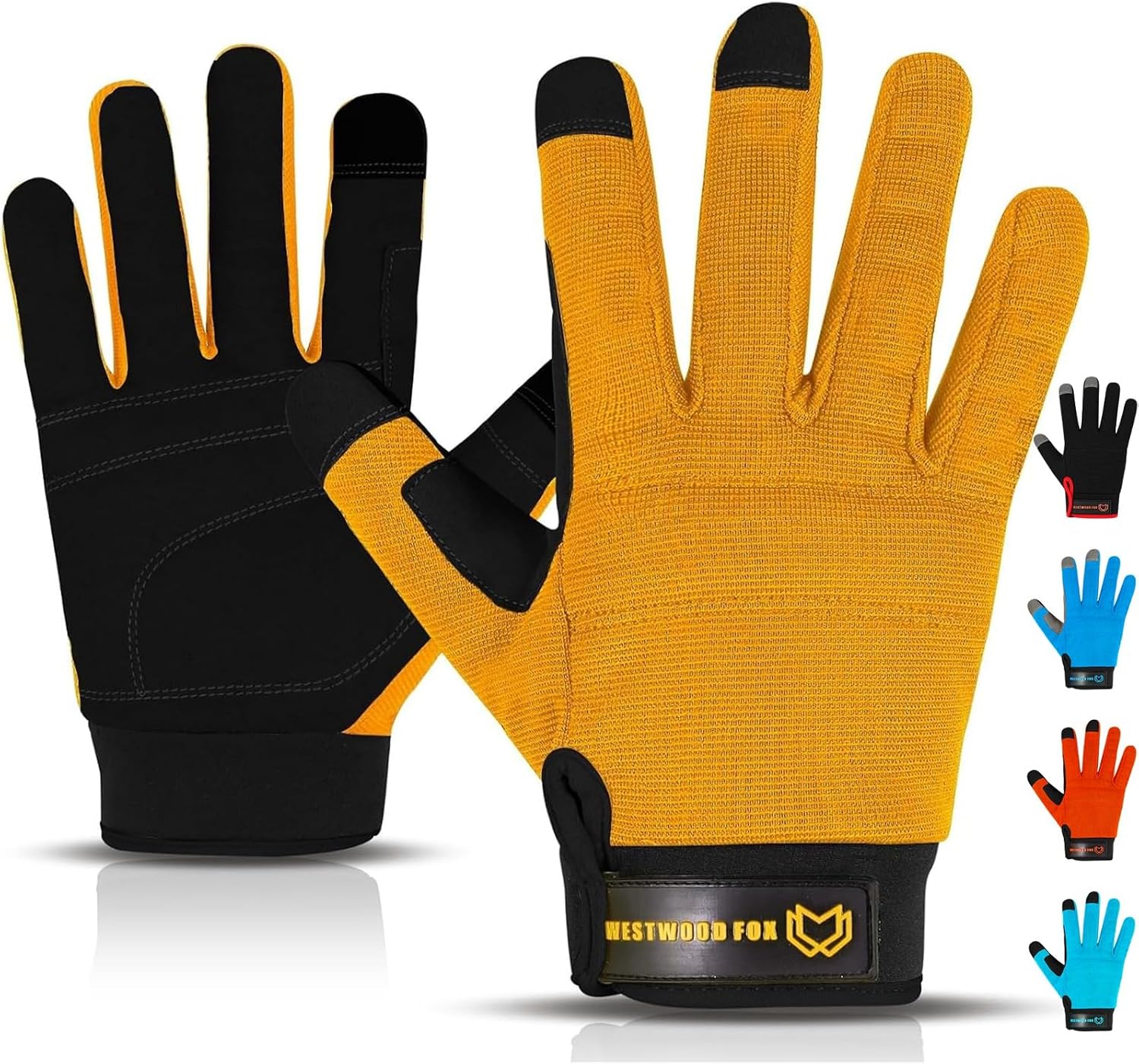 WESTWOOD FOX Work Gloves for Mens Touch screen Utility Non-Slip Rigger Garden Gloves Flexible Yard Working, Gardening