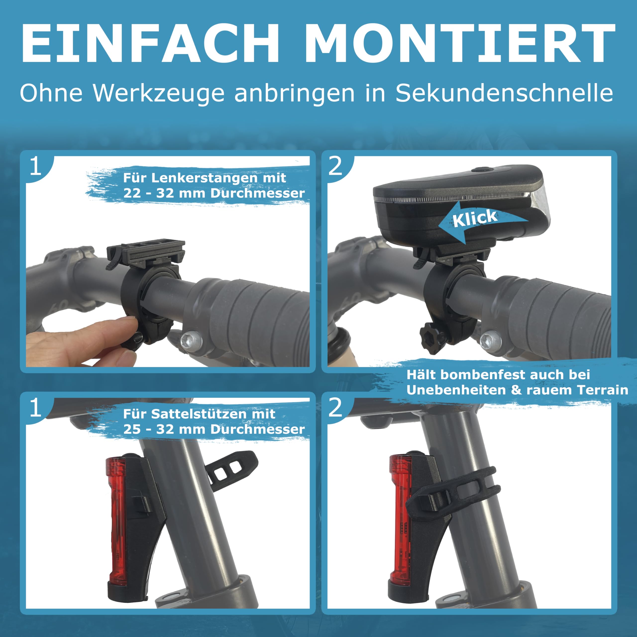 WIDDER Fahrradlicht Set Vorne und Hinten [StVZO zugelassen, extrem hell 170 Lum] – Fahrrad Licht USB C aufladbar – Fahrradbeleuchtung mit Automatik-Modus – Fahradlichterset LED Bike Light & Rücklicht