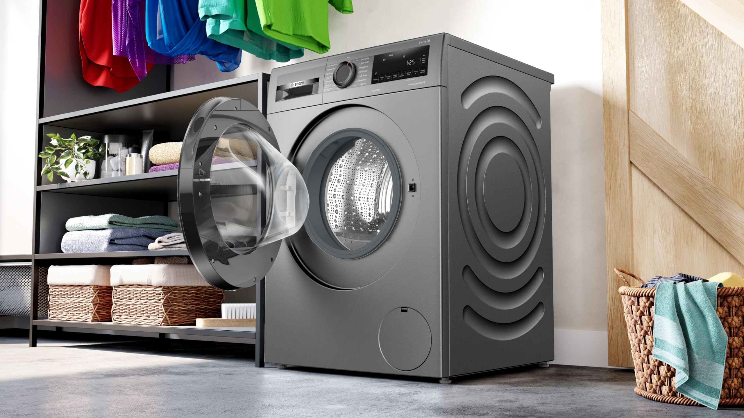 Bosch Serie 6 Waschmaschine 9 kg 1400 UpM Fleckenautomatik WGG244ZR10 | Knitterfalten-Reduzierung mit Iron Assist, Active Water Plus Beladungssensor, Speed Perfect Option, AquaStop Auslaufschutz