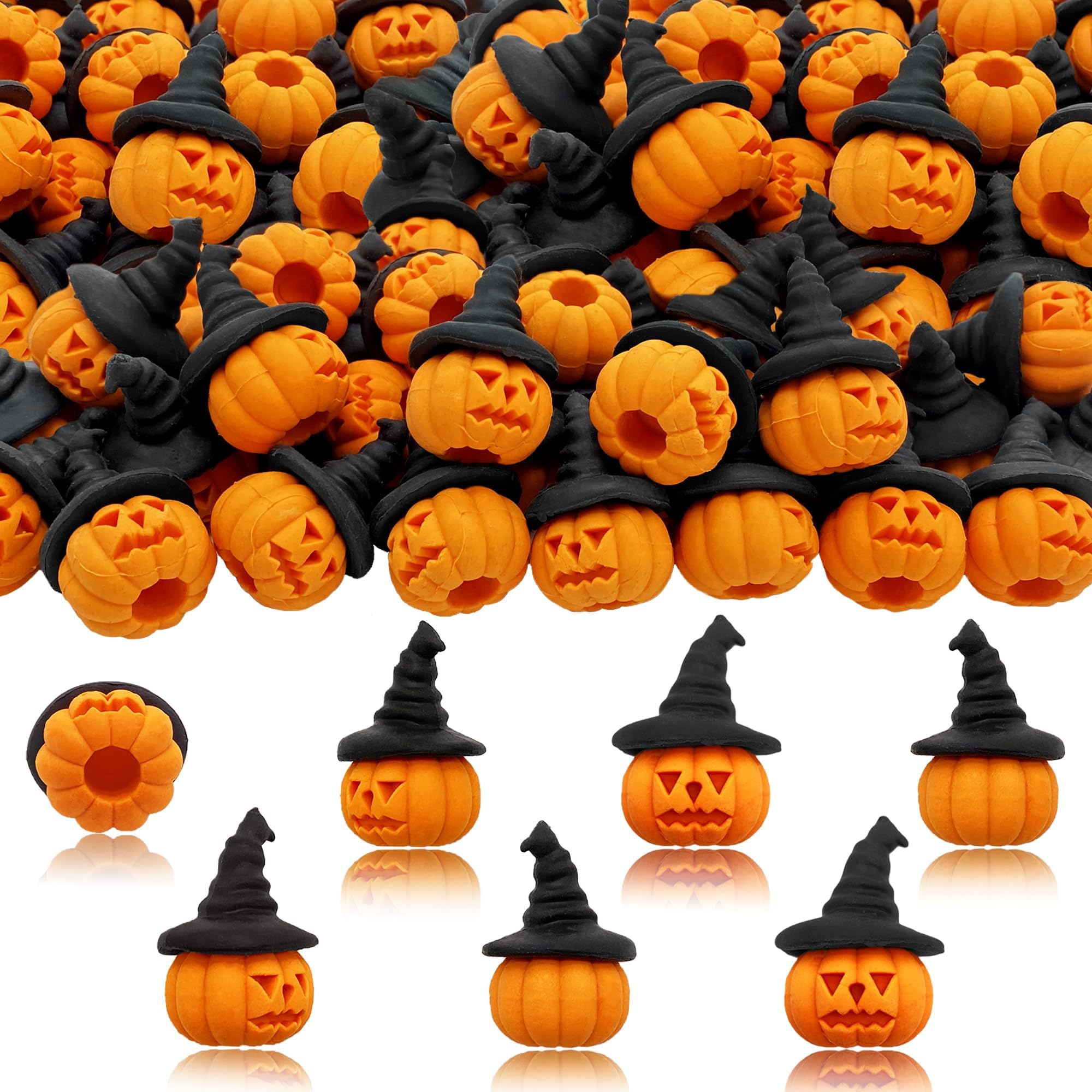 48 Pcs Halloween Pumpkin Erasers for Kids Bulk, Cute Erasers Novelty Pencil Erasers