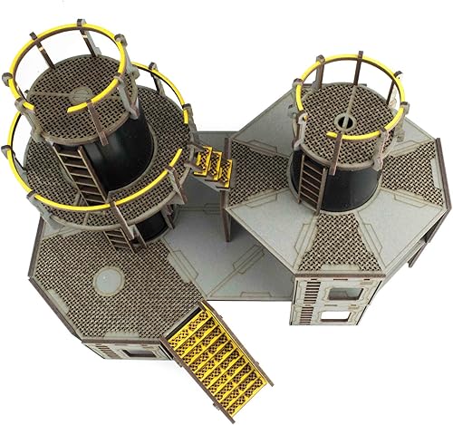 Miniatura 4 de Industria de la guerra Refinería 1  Sin pintar  1.102 in Sci-Fi Wargaming Terrain Modelo Diorama Scenery Sci-Fi Batalla Mesa Guerra Destruido Juego