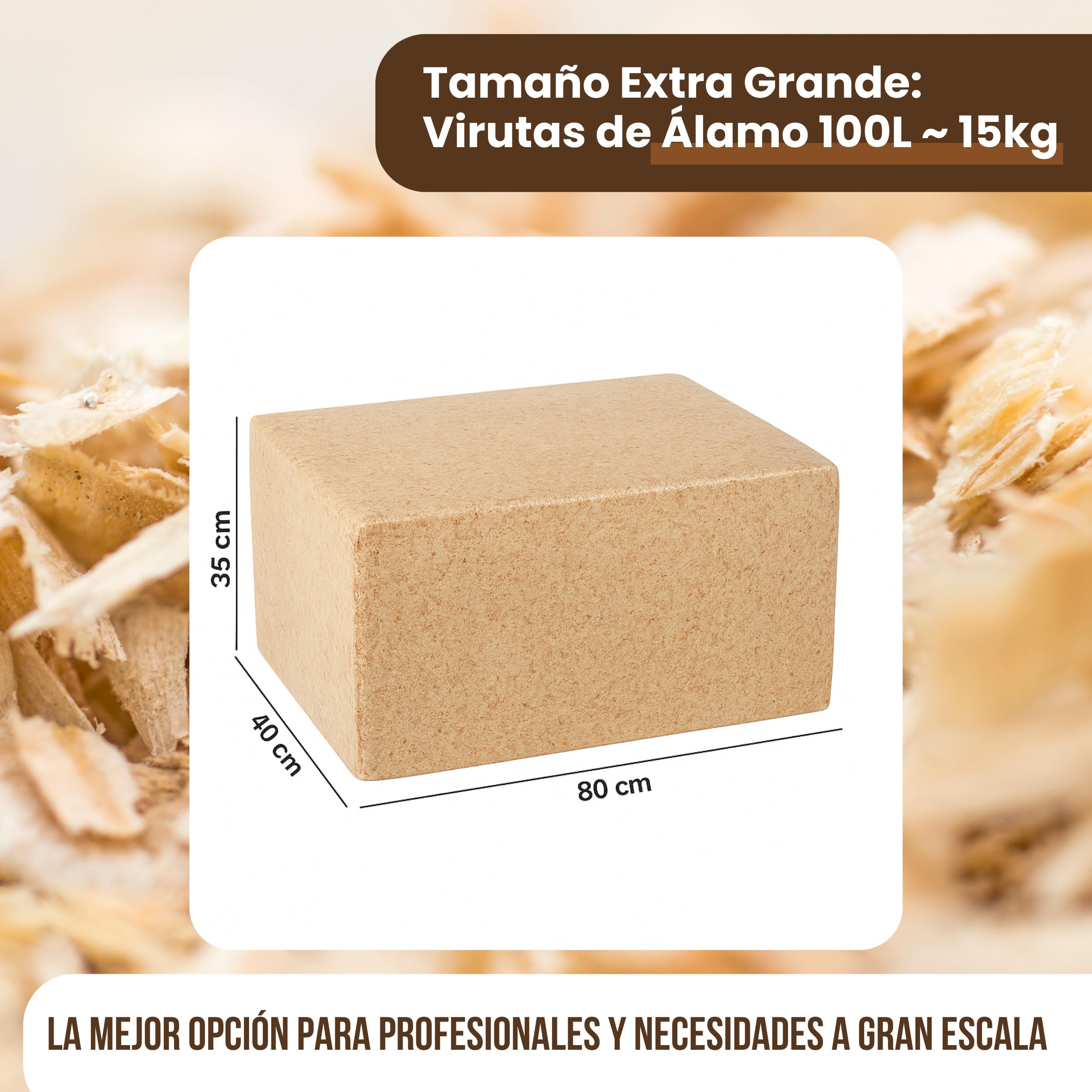 Virutas de Madera para Mascotas, Gallinas, Aves de Corral y Otras Mascotas 100L ~ 15 Kg - para Aves, Conejos, Caballos - 100% Natural - Absorbente Evita Parásitos - Sustituto Serrín de Mascotas