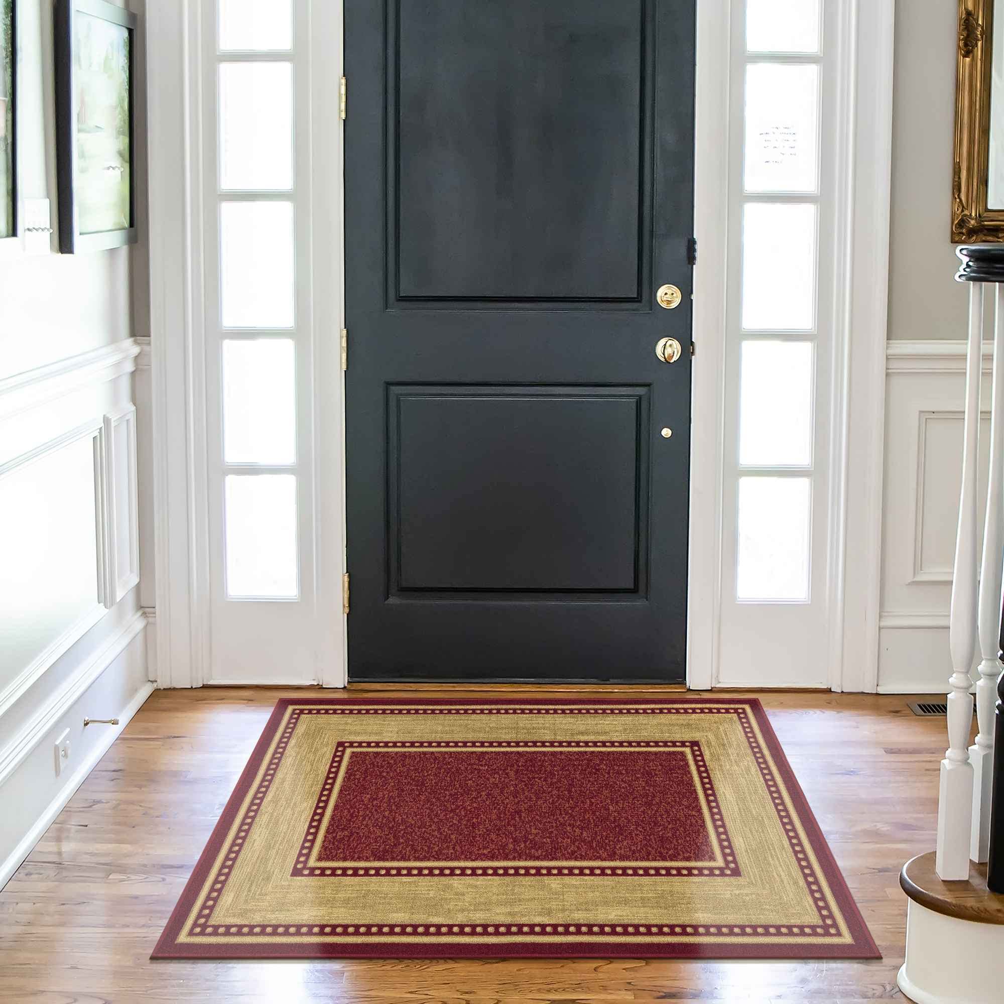 Ottomanson Homeline Collection NonSlip Rubberback Border Design 3x5