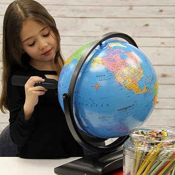Replogle Globe For Children Interactive 12 Inch Talking World Globe With Stand,Learning Educational Toy4Kids For Classroom Kids Ages 4-8 & Decor