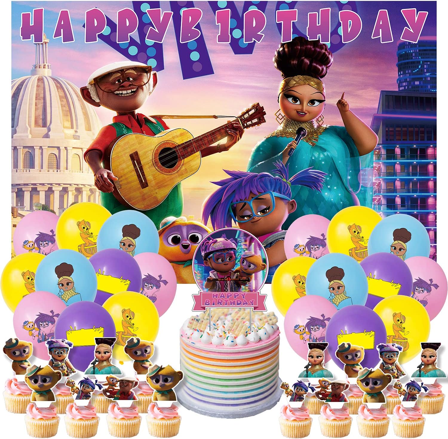Monkey Vivo Birthday Party Supplies Monkey Vivo Party Decorations Set Include Monkey Vivo Background Cake Toppers Balloons