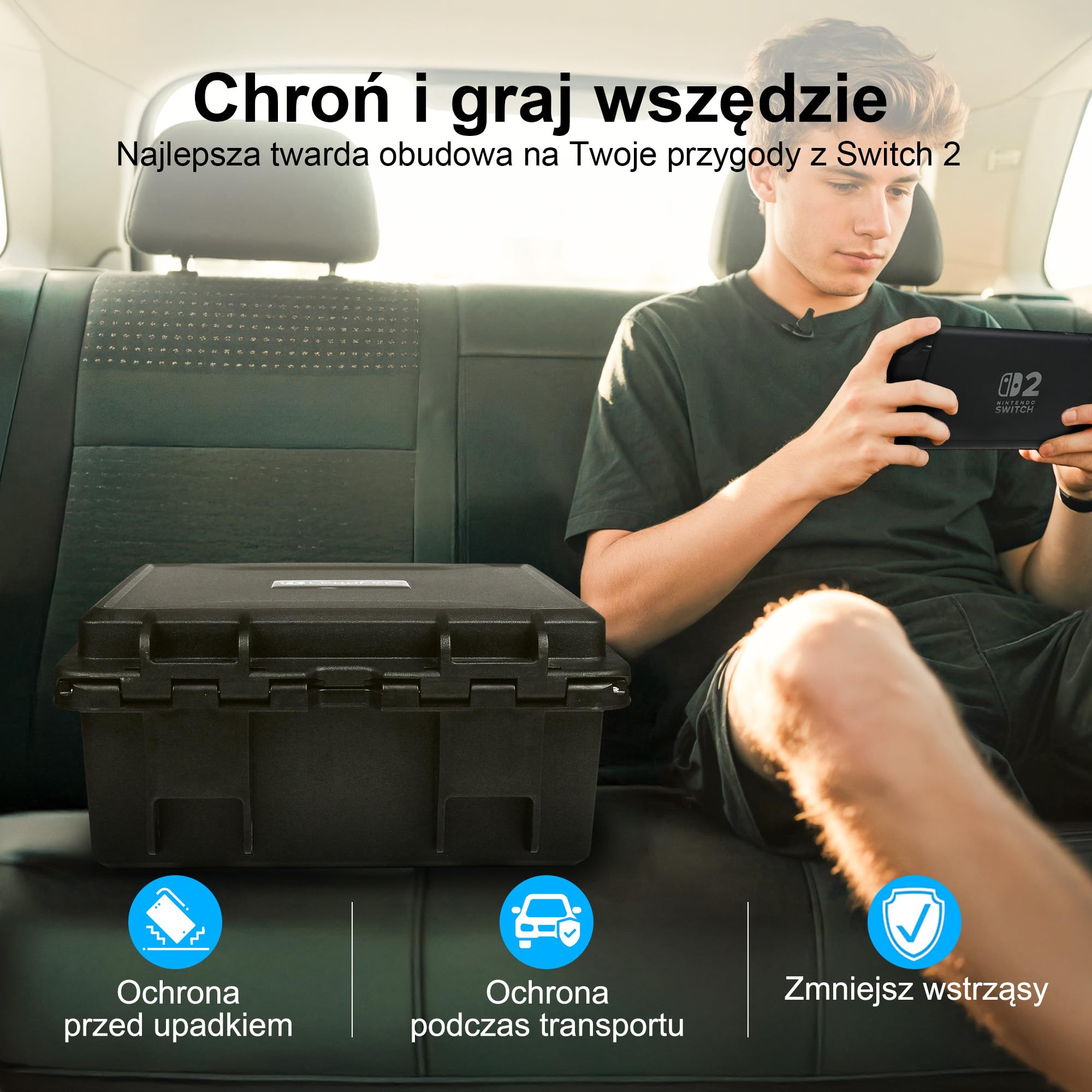 Lekufee Wodoodporna twarda walizka do Nintendo Switch 2, stacją dokującą, kontrolerem Switch 2 Pro, kamerą Switch 2, kartridżami do gier (8 sztuk) oraz innymi akcesoriami (tylko torba i futerał)
