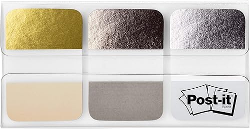 Miniatura 1 de Post-it Pestañas, varios colores metálicos apagados, 60 pestañas/paquete, 1 x 1.5 pulgadas (686-FLMM)