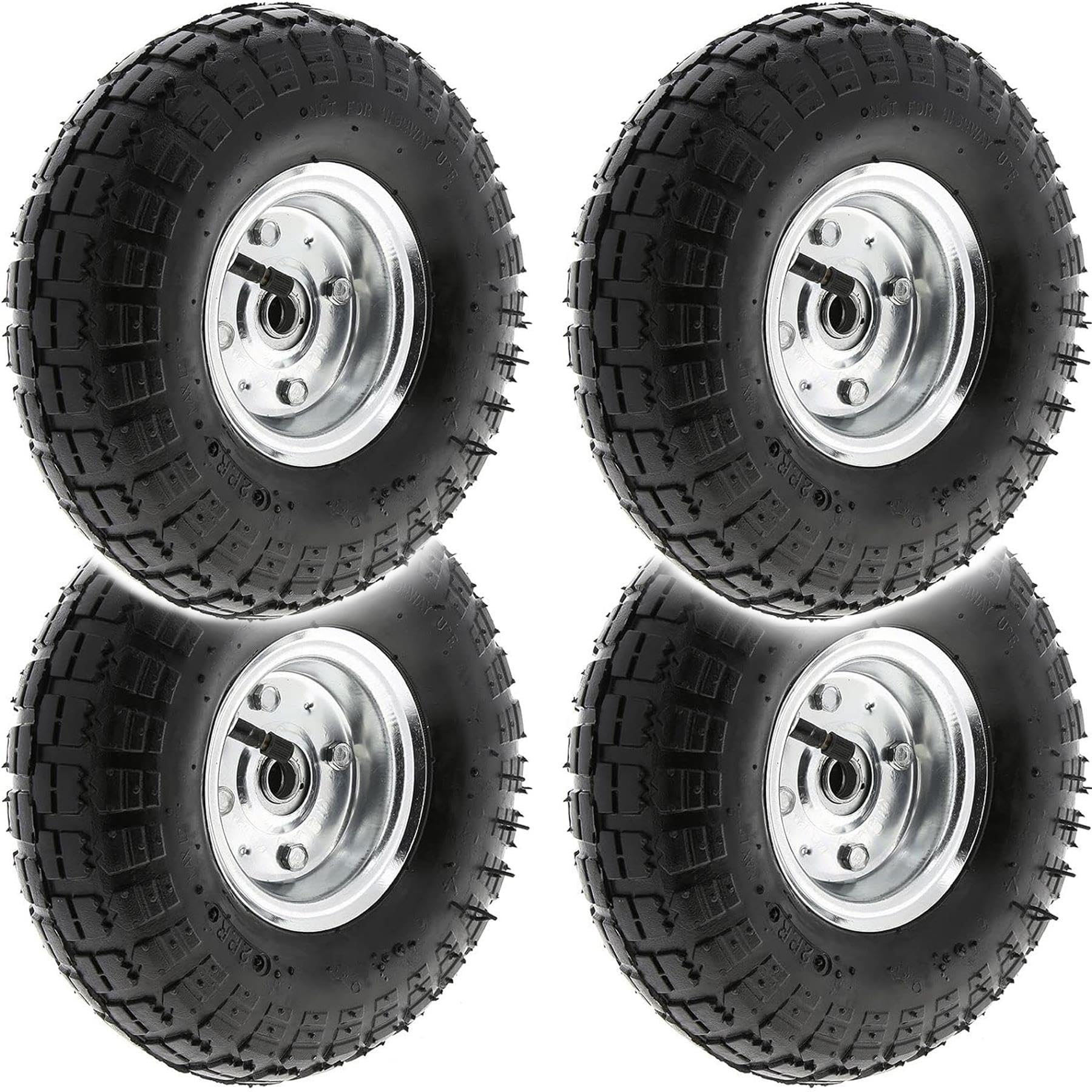 4X 10in Wheelbarrow Wheel Tyres Pneumatic Puncture Proof Solid Wheelbarrow Trailer Tires Garden Truck Wheel Replacement Tyre Trolley Wheels for Lawn Trolley Wagon Barrow Cart Trailer Truck