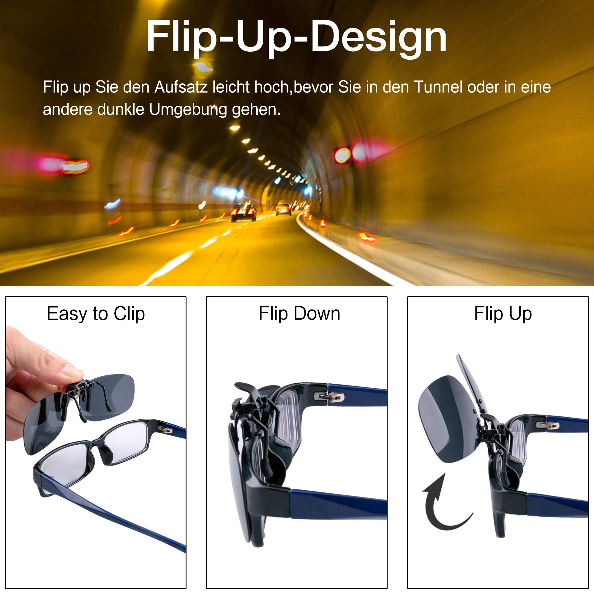 Conjunto de accesorios para gafas de sol, 2 unidades de clips con gafas polarizadas, contra la luz, para mujeres y hombres, unisex, soporte para gafas