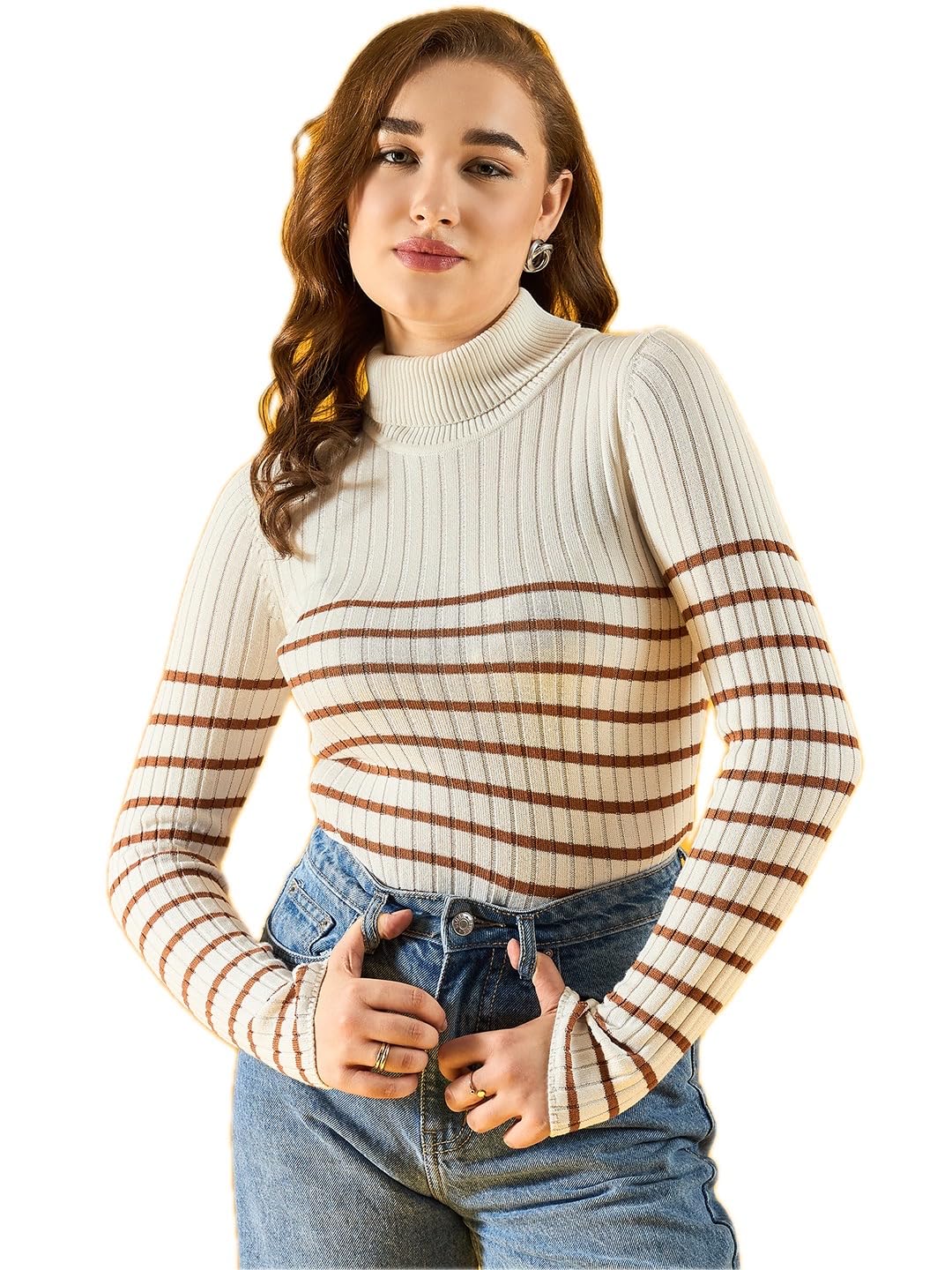 98 north 98 Degree Women Pure Cotton Turtle Neck Sweater Has A Full Sleeve & Straight Hem-AW25AZG1157-BLACK-picture-1
