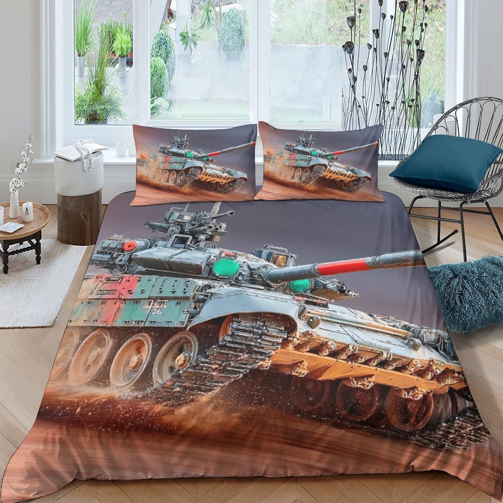 Ctjqhvkz Style-8 3D Printed Military Tank Fitted Sheet Microfiber Durable Camouflage Bed Sheet For Bedroom Decor Protection Single（135X200cm）