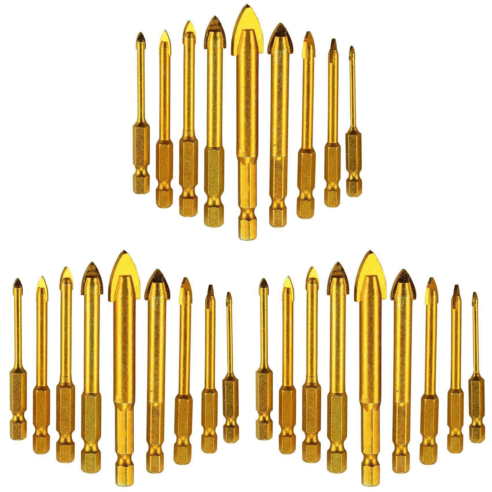 Jnchdghwa Golden 27 Pcs Tile Drill Ceramic Drill Set Of Glass Drill Bits Set Hexagon Tile Drill Set For Mirrors/Glass/Tiles