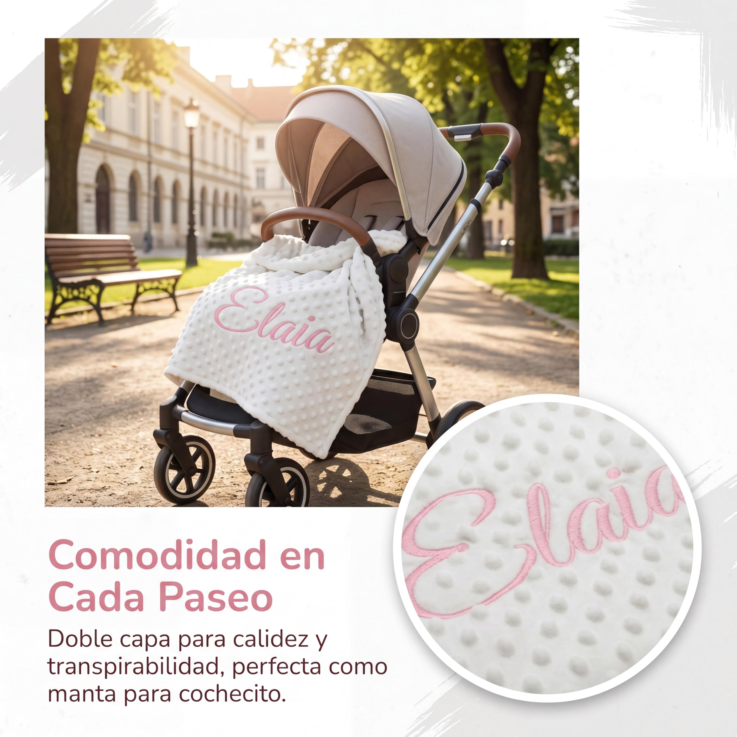 various Manta de Bebe Personalizado con su Nombre Bordado, Manta de copito (Beige)
