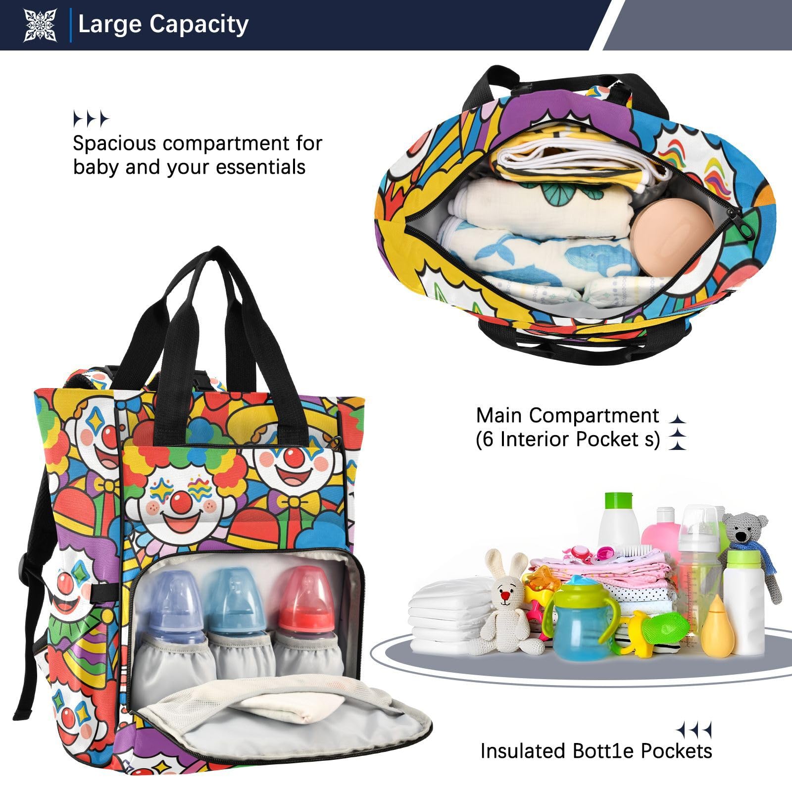 Borsa per pannolini zaino per mamme papà colorato cartone animato