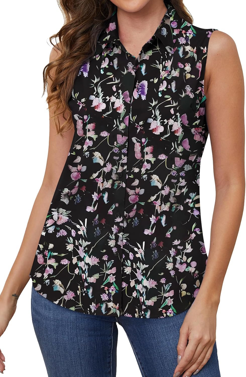 Wrinkle Free Womens Sleeveless Button Down Shirts for Women Stretch Business Office Formal Work Blouses Tops - Image 4