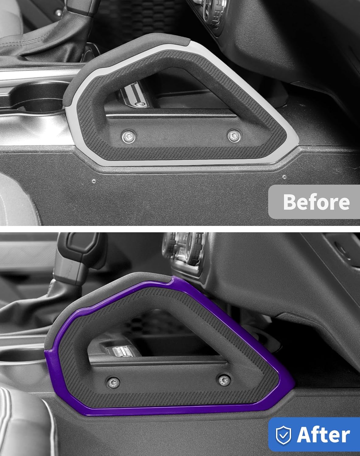 Center Console Dashboard Grab Handle Cover Trim Decoration Interior Accessories for Ford Bronco 2021-2024, Purple