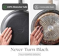 Vista 3 de PRICUSIS Cacerola antiadherente con tapa, olla no tóxica de 2 cuartos con picos vertedores, completamente recubierta, 100% apta para lavavajillas