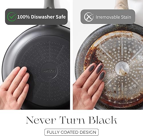 Miniatura 3 de PRICUSIS Sartén antiadherente, sartén de 8/10/12 pulgadas con mango que no se calienta, completamente recubierta, compatible con inducción y apta