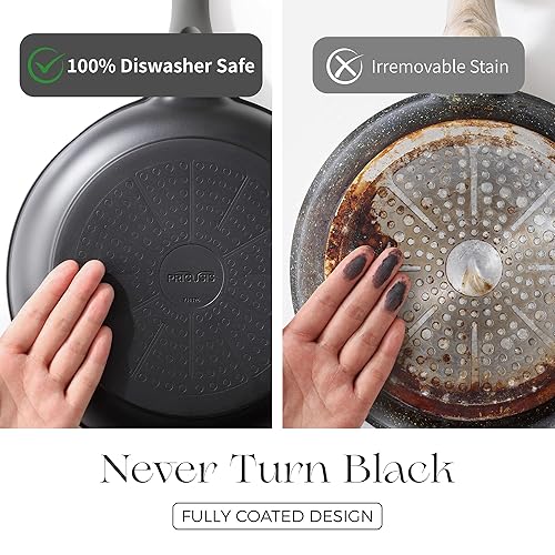 Miniatura 3 de PRICUSIS Sartén de cerámica antiadherente, sartén de 81012 pulgadas con mango Stay Cool, revestimiento completo, compatible con inducción y apto