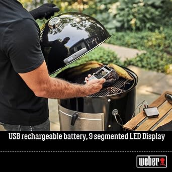 Weber InstantRead Thermometer Probe, Black/Silver Fast Digital Grill & Kitchen Thermometer with 15Second Readout, Auto Shutoff & Fahrenheit/Celsius Options - Grill Accessory | Quick & Precise Temperature Measurement in C and F, Accurate in 15 Seconds, Auto Shut-Off, Easy-Read Display