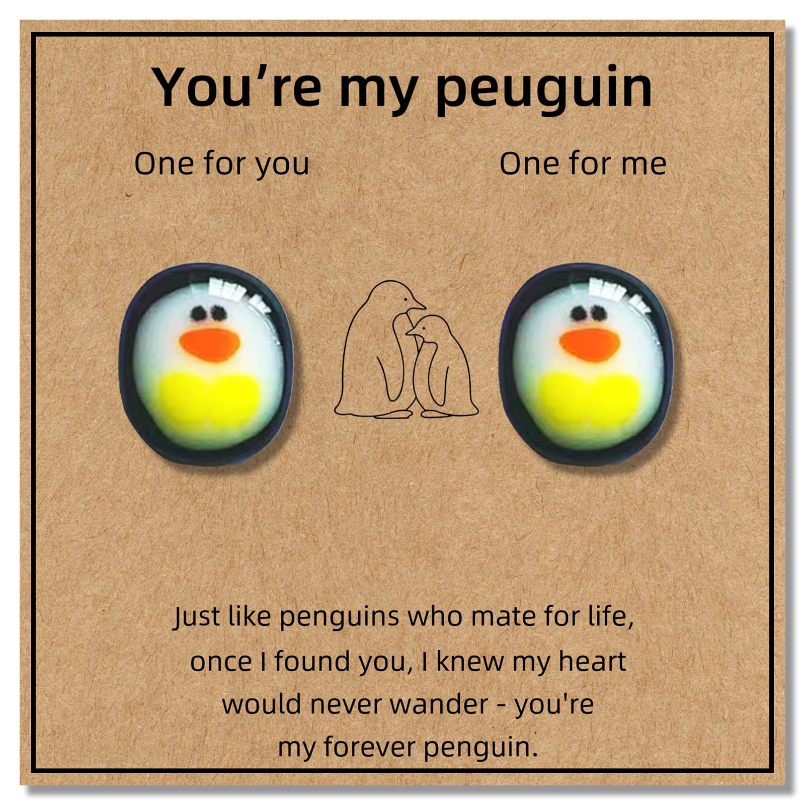 Aikobaa Boys Penguin Pocket Hug Gift, Mini Penguin Figurines One For You One For Me, Cute Resin Penguin Pair For Couples, Positive Penguin Pocket Hugs For Friends
