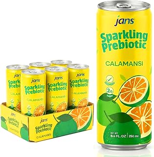 Sparkling Prebiotic Soda Beverage — Calamansi 8.4 Fl Oz (6-Pack) – Low Calorie, NO Added Sugar, Non-GMO Sparkling Fruit Beverage, Gut Health Support