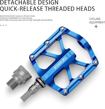 GEWAGE Quick-Release Bicycle Pedal 9/16 – Removable CNC Aluminum Platform Pedal with 8 Anti-Slip Pins & Reflectors for Folding Bikes, Fixies, Singlespeed & City Bikes