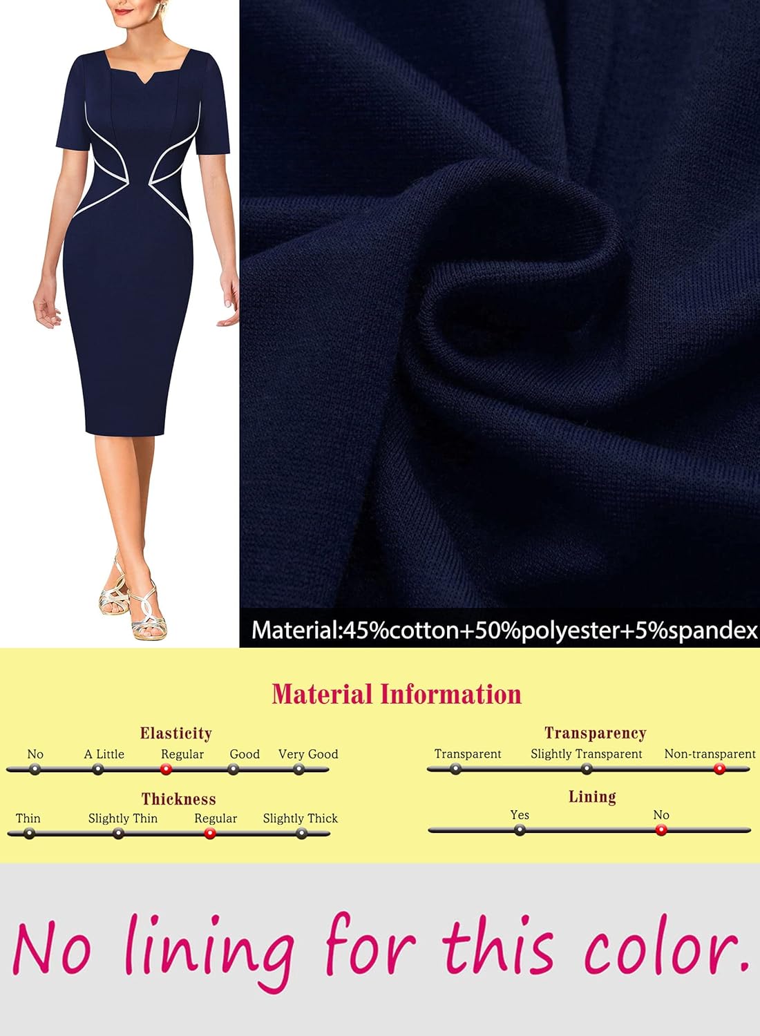 VFSHOW Womens Notch V Neck Work Office Business Bodycon Pencil Sheath Dress