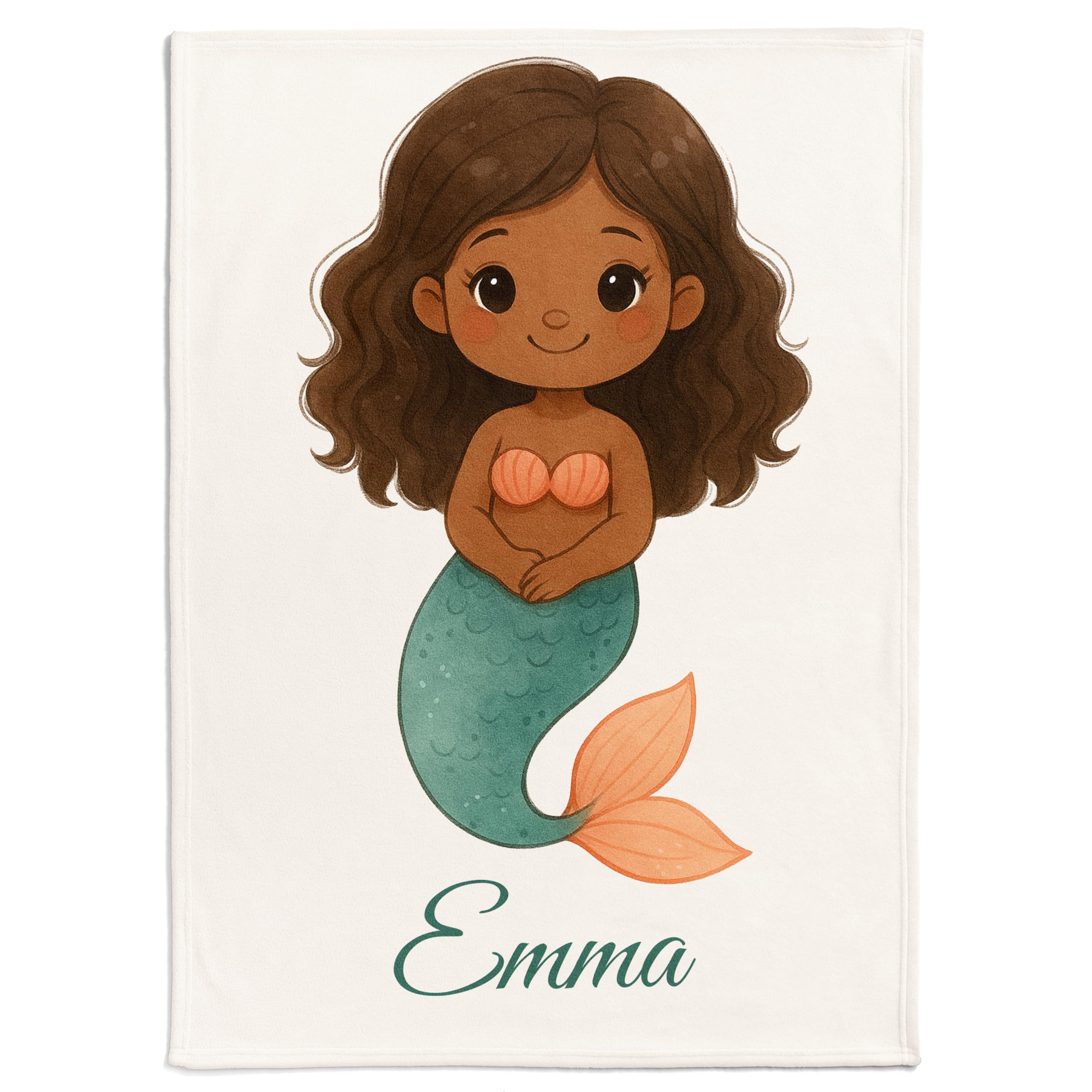 Pictogogo Personalisierte Babydecke mit Namen und Datum - Kuschelige Meilensteindecke aus Minky-Fleece, Ideal als Geburtsgeschenk (Meerjungfrau Dunkel)