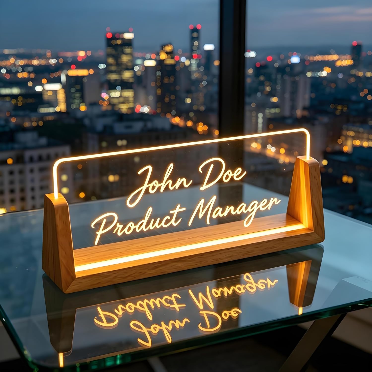 Personalized Light Up Desk Name Plate, Custom Light Up Name Plate for Desk, Desk Name Plate, Custom LED Acrylic Name Plate,Personalized Office Gifts for Bosses, Coworkers, Teachers(Warm Light)