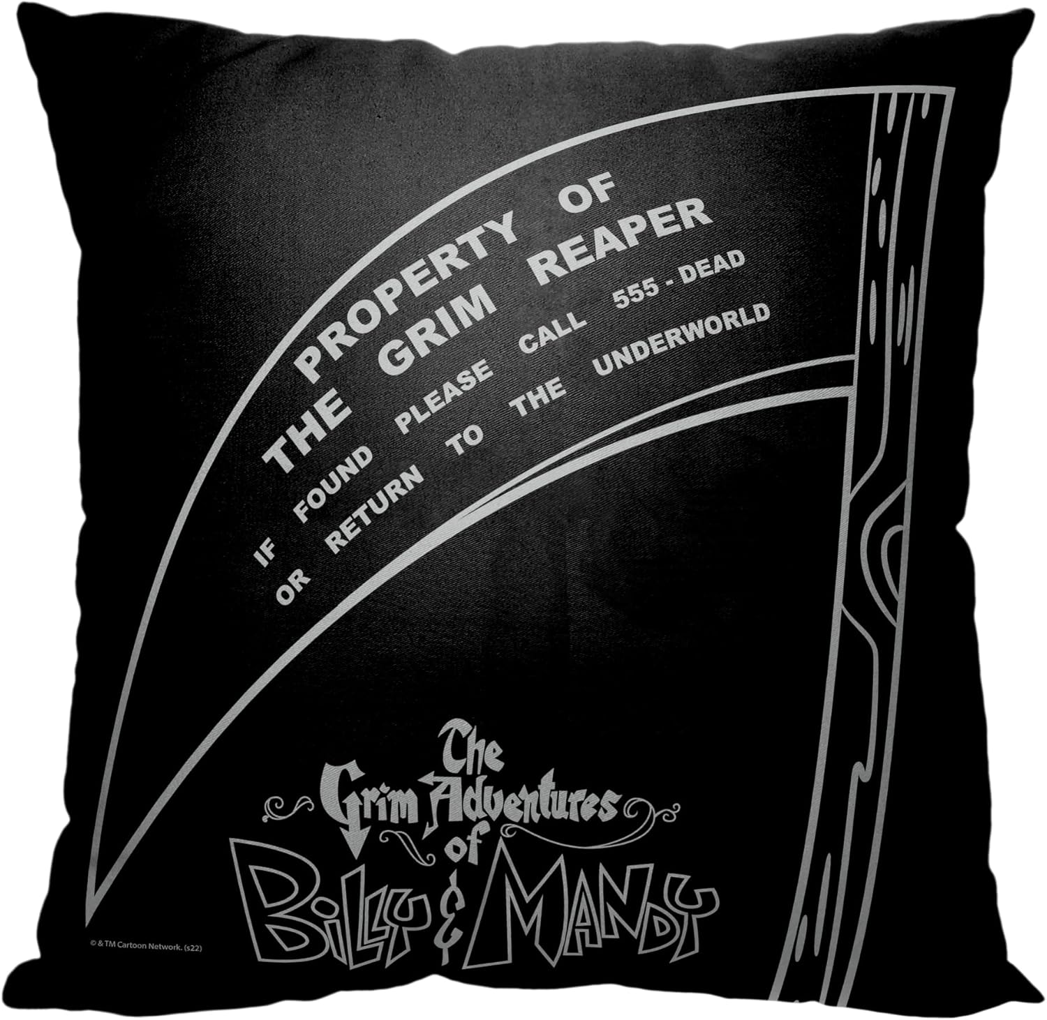 NORTHWEST Cartoon Network - Billy and Mandy Pillow, 18" x 18", Property of The Grim Reaper