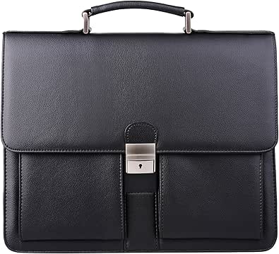 Jack&Chris Men's PU Leather Attache Briefcase - Traditional Messenger Lawyer Bag